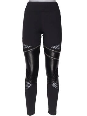 Killstar Neo Noir Leggings Black Gothic Mesh Faux Leather NWT XL